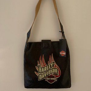 Harley Davidson Printed Split Leather Shoulder Bag